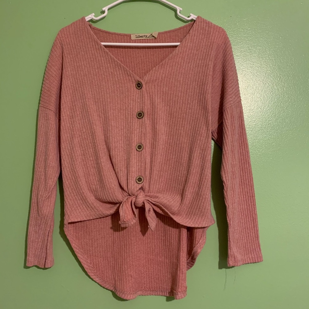 Pink button up sweater